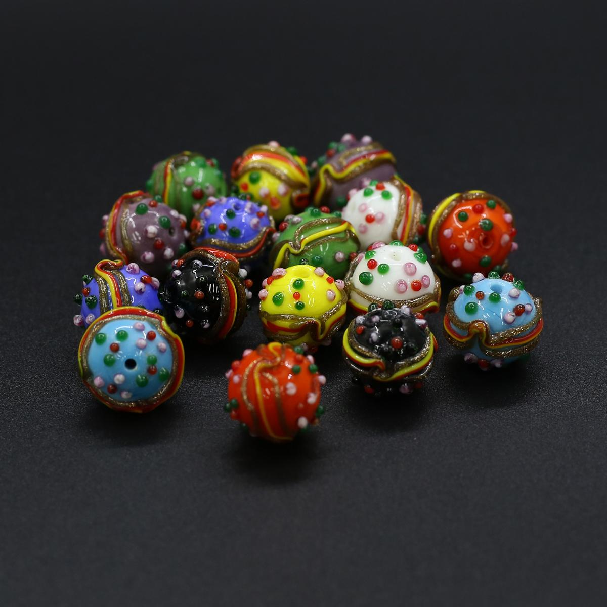 

10Pcs DIY Charms Handmade Lampwork Glass Beads Round Isolation Beads 14mm For Jewelry Making DIY Pendants Necklace Earrings Accessory 10pcs