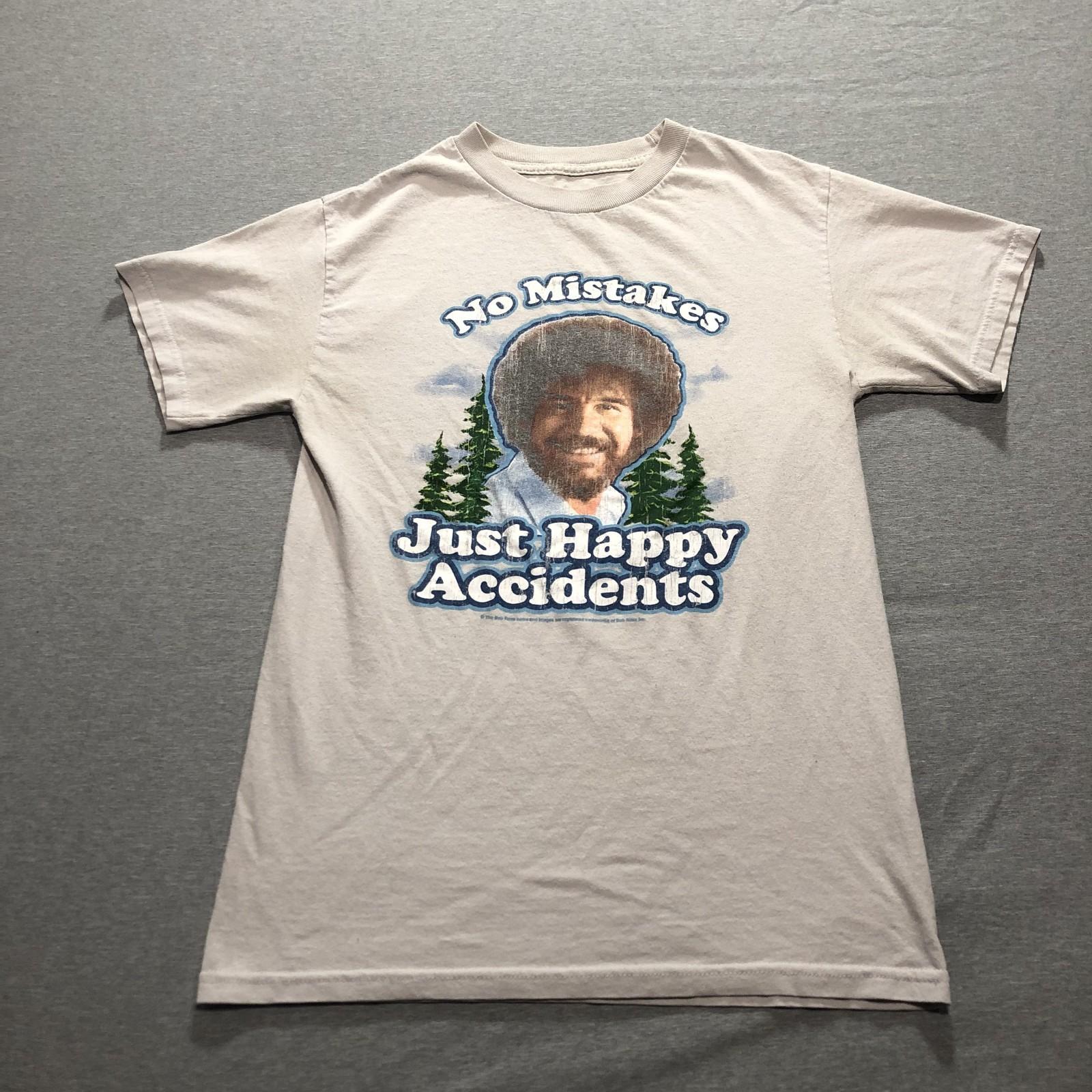 Bob Ross T Shirt Women S Graphic Print No Mistakes Just Happy Accidents Gray Tee XXL