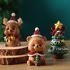 Yousheng Christmas Miniature Figurines Mini Resin Santa Claus/Snowman/Tree/Bear/Rabbit Figurine 3D Cute Christmas Statue for Home Desk Decor Dollhouse