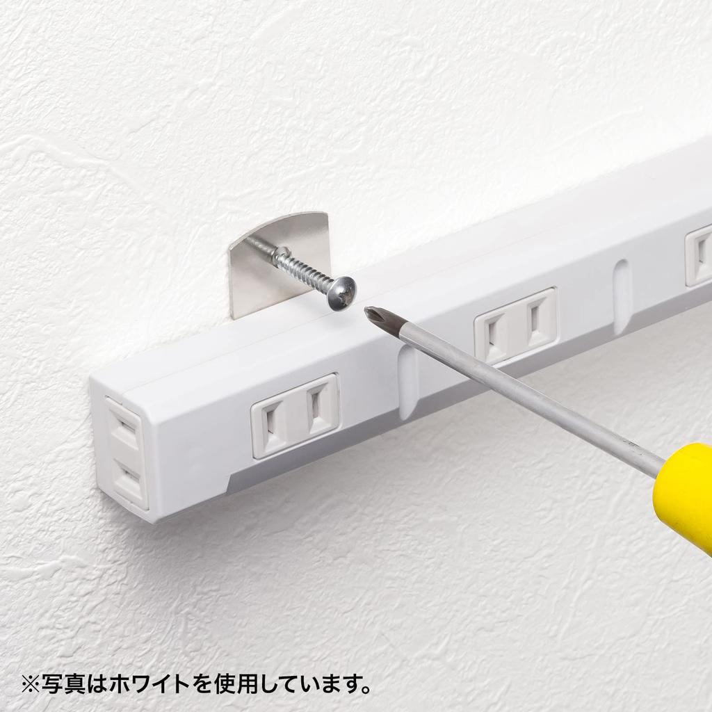 Sanwa Supply Power Strip, 11 Outlets, 2P, 2m, Slim, 180° Flexible Cord, Powerful Neo Magnet, Dust Shutter, Fixing Hook, Black, TAP-SLIM11-2BK