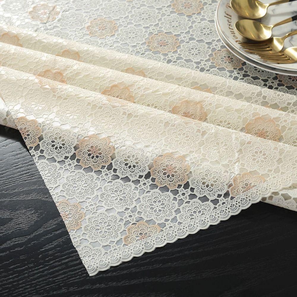 Durable Waterproof PVC Tablecloth Oil Proof Washable Lace Tablecloth Rectangular Stain Resistant Table Mat Coffee Tables
