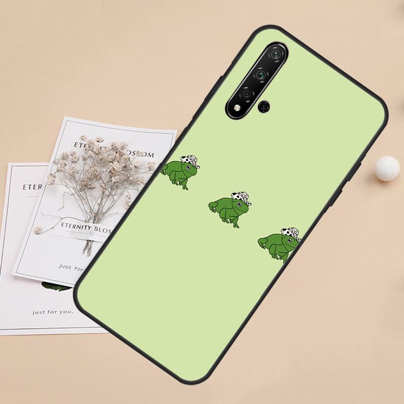 Cute Green Frog For Huawei Nova Y91 Y61 Y60 Y70 Y72 Y73 Y90 9 10 SE 7i 8i 11i 12i P30 P40 Lite P60 Pro Case