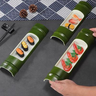 Sushi-Tablett im japanischen Stil, Kunststoffplatte, kreative Bambusform, kalte Speise, Sashimi, Sushi, Meeresfrüchte, Servierplatte, Restaurantteller