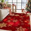 Golden Snowflake Christmas Area Mat - Soft, Absorbent Polyester Mat with Festive Red and Golden Design for Living Room, Bedroom,