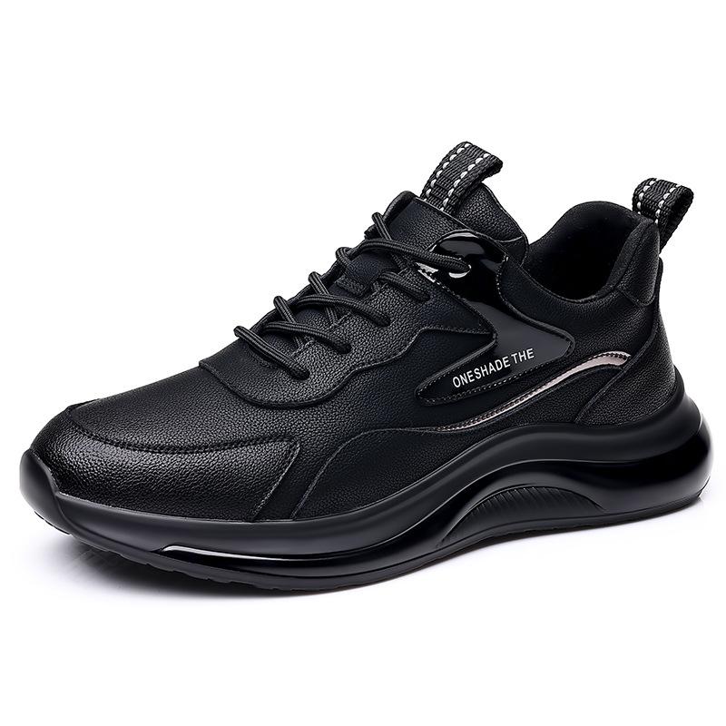 New sports and leisure leather shoes men's thick baseplate shoes men's spring and autumn versatile trend heightening men's shoes
