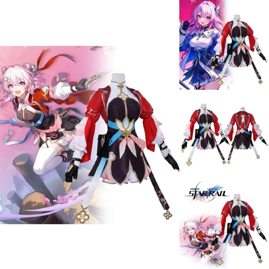 Adorable Polyester March 7th Cosplay Costume For Game Anime Roleplay