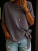Women's Summer New Solid Color Short Sleeve Loose T-Shirt Top with Frill Hem