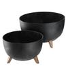 KADAX Flower Pot Planter 29cm Cover + Insert Legs Cork Flower Stand Black