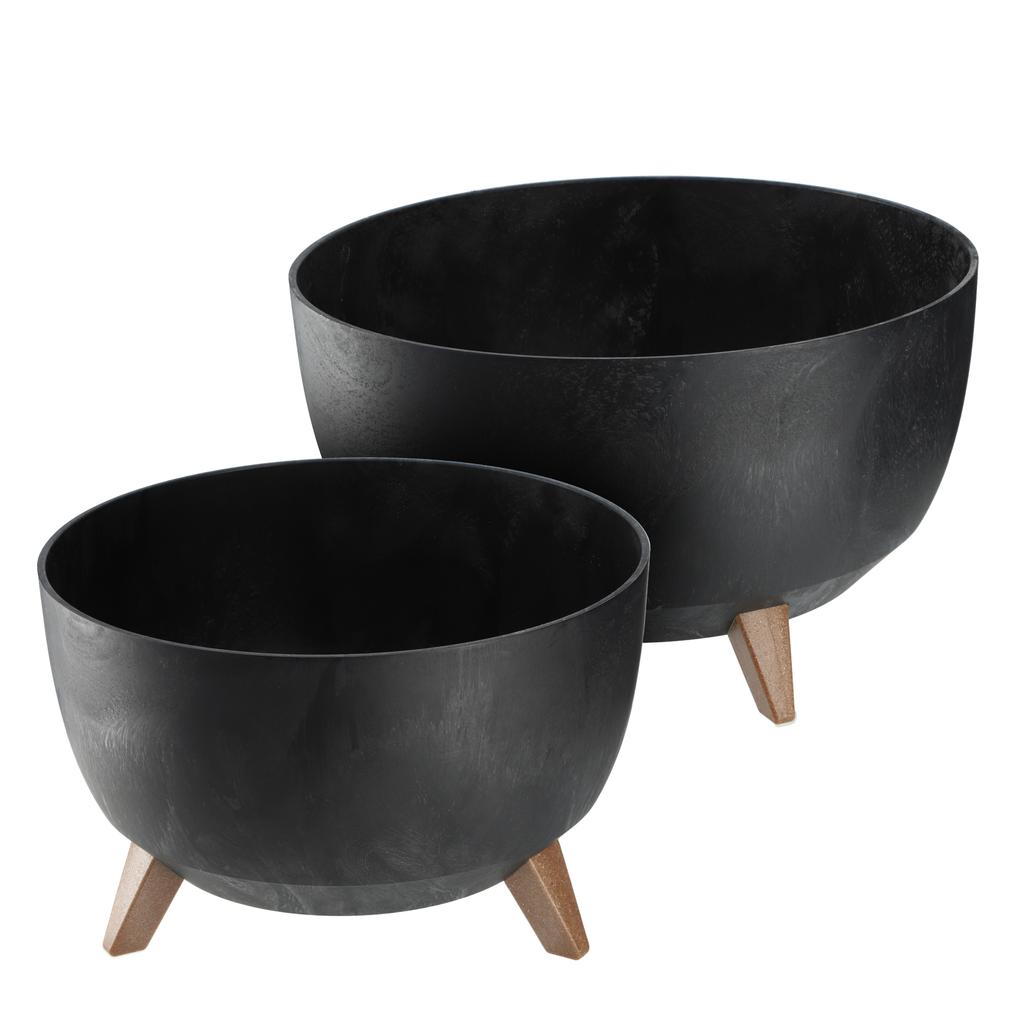 KADAX Flower Pot Planter 29cm Cover + Insert Legs Cork Flower Stand Black