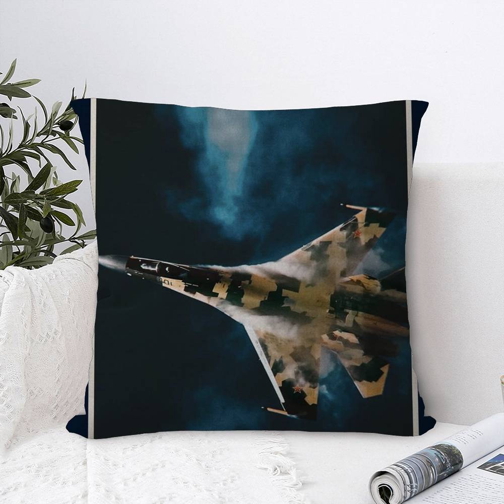 Modern Militärflygplans Kudde Gåva Hemmakontor Dekoration Sovrum Soffa Bil Kuddfodral Fodral 45x45