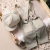 Süßes Weiches Neugeborenen Fotografie Outfit Hosenträger Strampler Schiebermütze Gentleman Anzug Set Strampler Set Fotoshooting