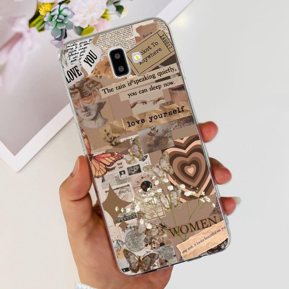 Silicone Phone Case For Samsung Galaxy J4 J6 Plus J8 2018 Oil Flower Fashion Soft Back Cover On Samsung J6 2018 J6+ J610F Case