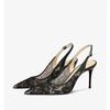 Lace Women's High Heels Sexy Party Pumps 2025 New Fashion Pointed Toe Buckle Strap Thin Heel Slingbacks Women's Sandals