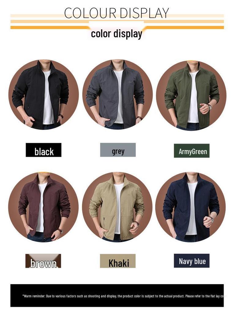 5722 Spring Men's Breathable Casual Jacket - Lightweight, Loose, Stylish Outerwear for Middle-Aged Men