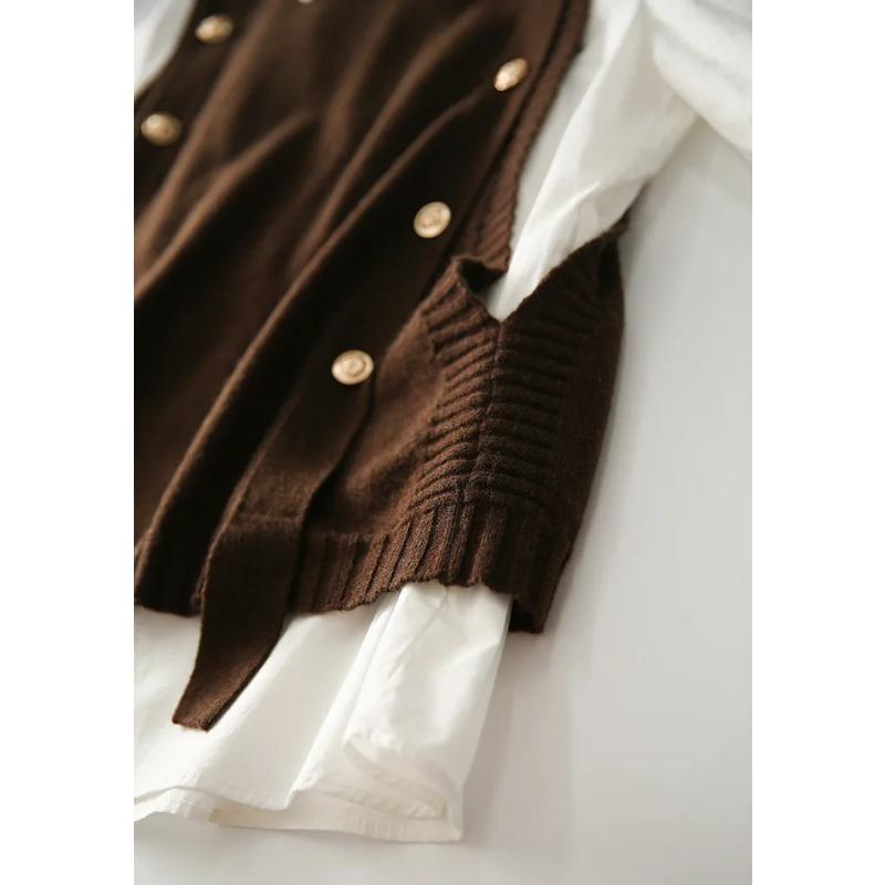 Módní pletená vesta pro ženy Svetr bez rukávů Retro úpletové tílko Korejský dámský podzimní a zimní pletený svetr