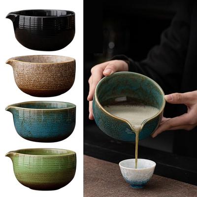 Ceramiczna Miseczka do Matchy Zmiana Koloru w Piecu Gładki Kubek do Parzenia Zielonej Herbaty Odporny na Wysoką Temperaturę Duża Pojemność Stojak na Bambusową Szczoteczkę