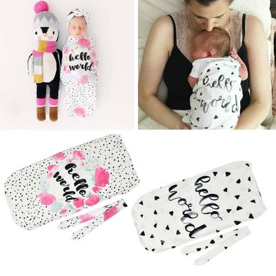 2Pcs/Set Newborn Swaddle Blanket Baby Cocoon Sleeping Bag Muslin Wrap Headband
