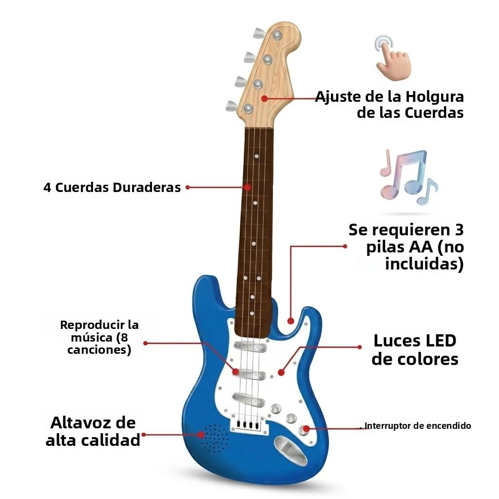 17 Inch Kids Electric Guitar Toy 4 Strings LED Lights Portable Musical Instrument Birthday Gift for Beginners Boys Girls Toys