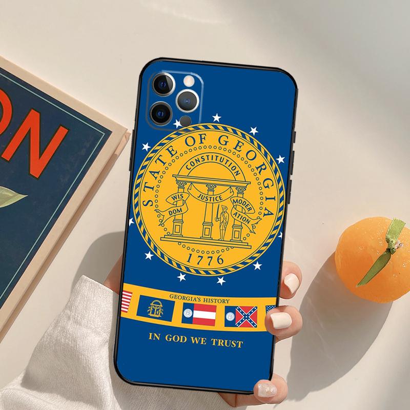 Georgia State Flag Funda Case For iPhone 16 Pro Max 14 11 12 13 15 Pro Max Mini XR 16e 15 16 Plus Phone Cover