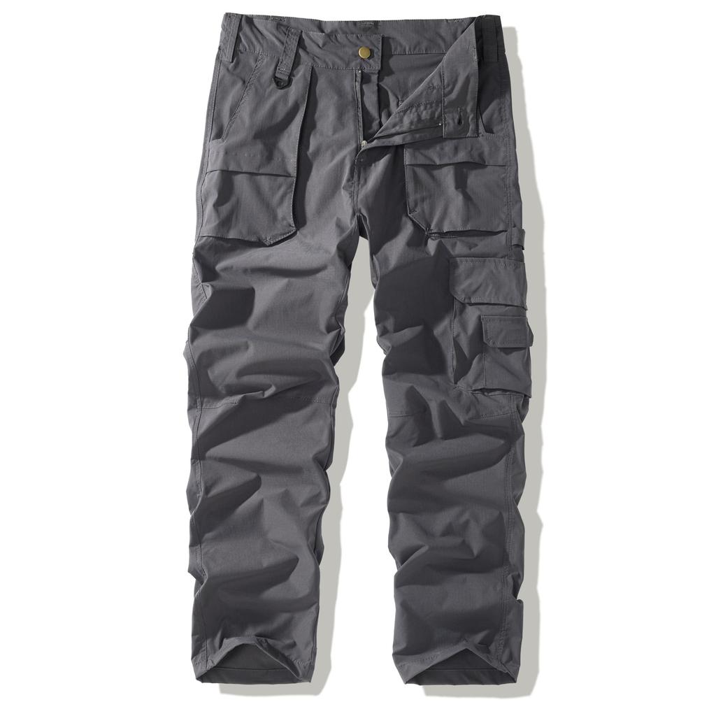 Men's multi-colored large-size long pants with multiple pockets, casual work pants