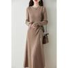 Women's Mid-length Slimming Wool Knitted Dress – Autumn & Winter Over-the-Knee Design