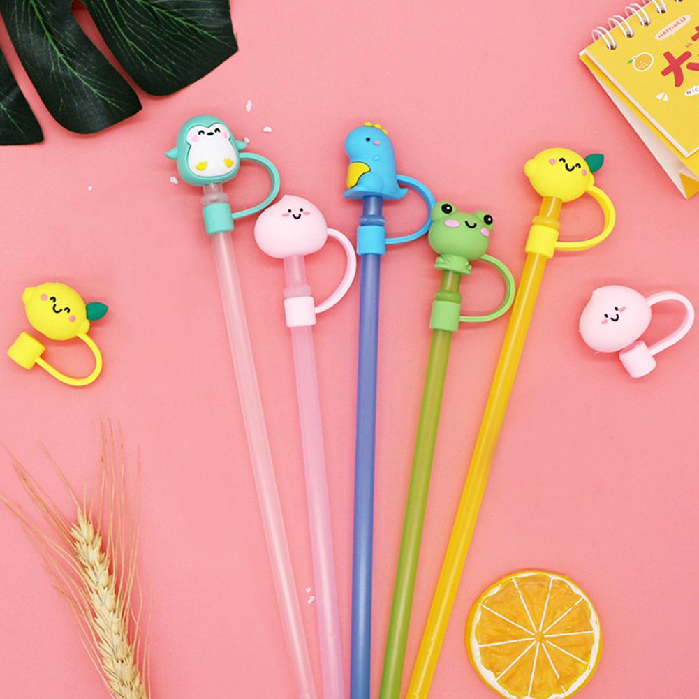 New Cartoon Silicone Straw Plug Reusable Straws Cover Proof Drinking Dust Dust-proof Toppers Un E2Q3