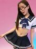 Cosplay Sexy Cute Schoolgirl Role Play Uniform Womens Seduction Crotchless Bra Set Passionate Open Style Pleated Skirt Set