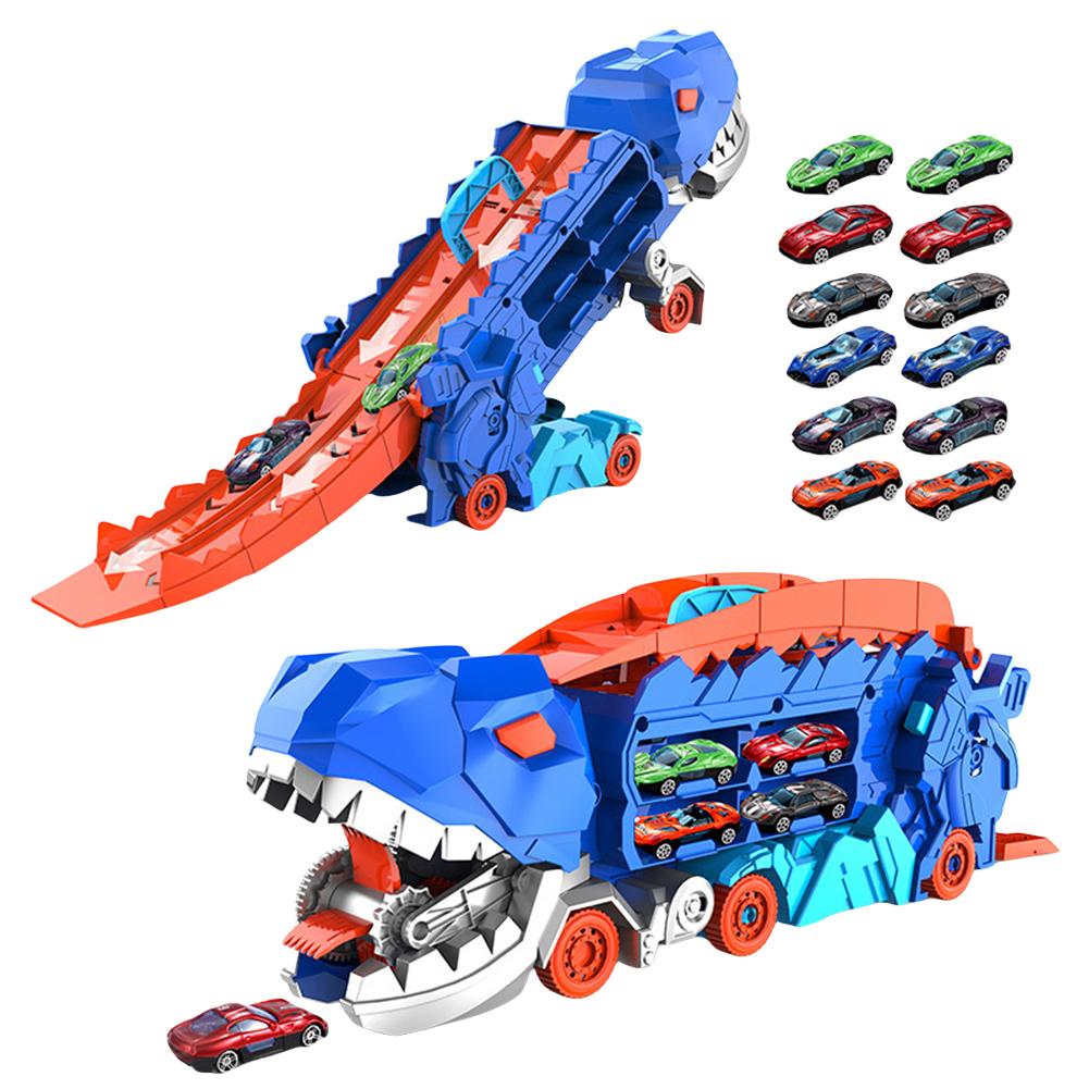 City Dinosaur Ultimate Hauler Track Toy with 12 Metal Cars Ultimate Transporter Hauler Toddler Toys Toddler Truck Toys for Boys