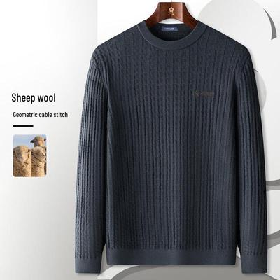 MONTAGUT Herren Karierter Rundhals Pullover Wollmischung