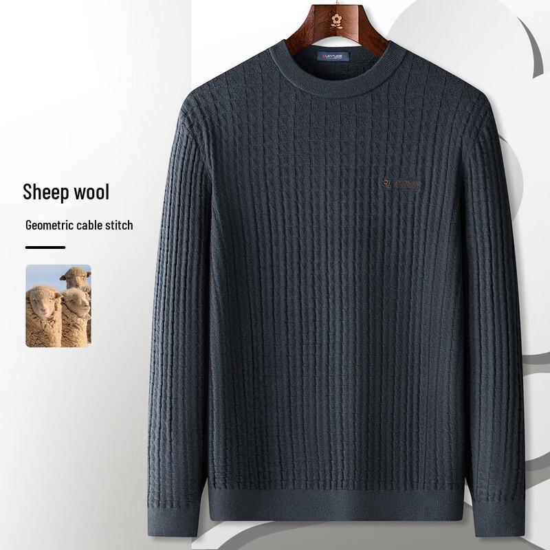 MONTAGUT Herren Karierter Rundhals Pullover Wollmischung