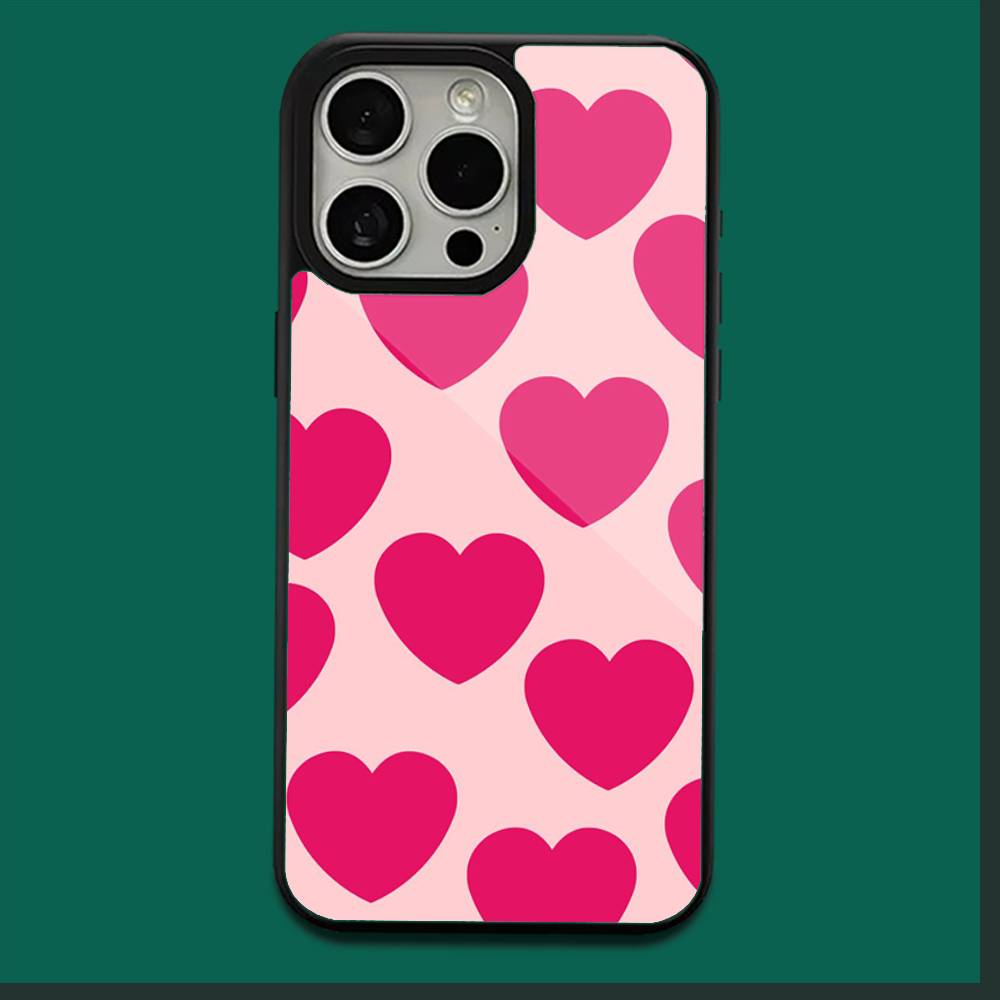 Cute Love Heart Phone Case For iPhone17,16,15,14,13,12,11,Plus,Pro,Max,Mini Soft Magesafe Magnetic Wireless Charge