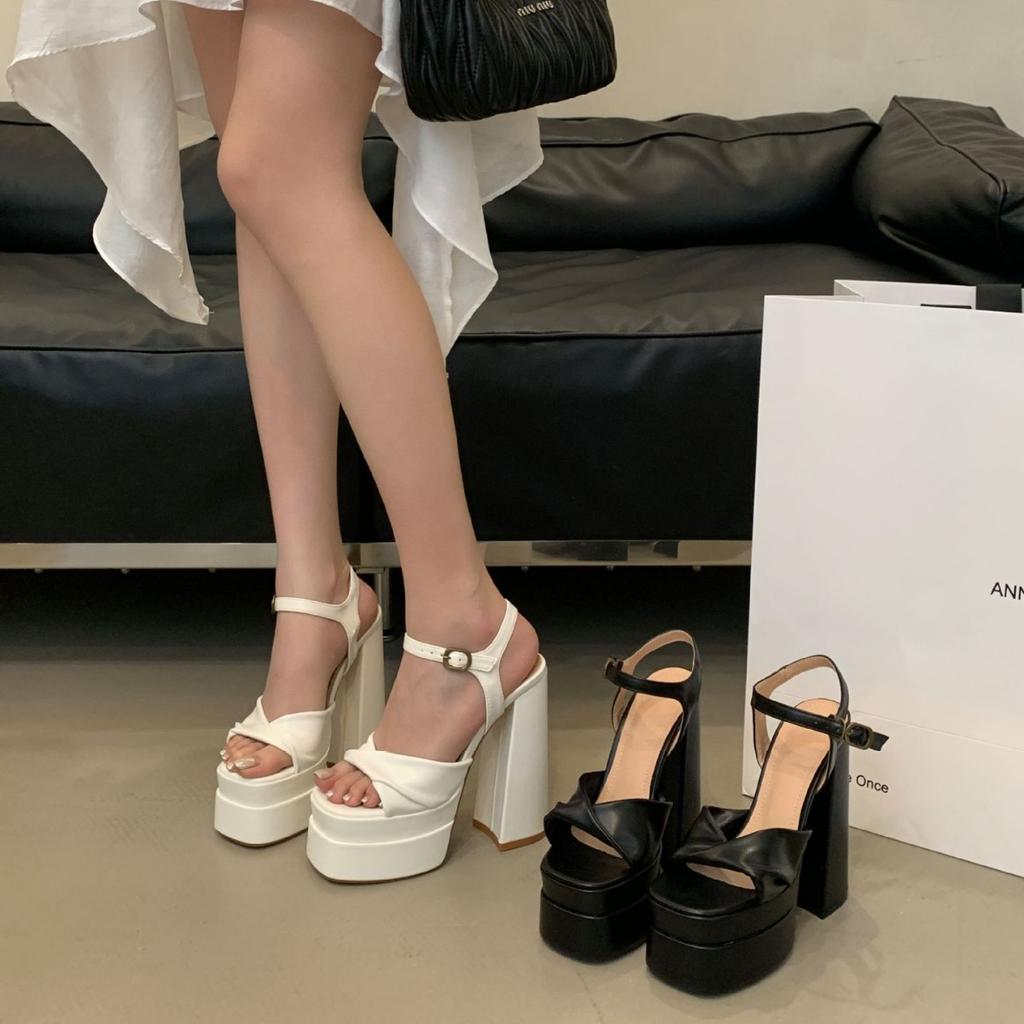 Fashion Summer 2025 Square-Toed, High-Heeled, Waterproof Platform, Thick-Soled Sandals, Women'S Versatile And Fashionable One-Strap High