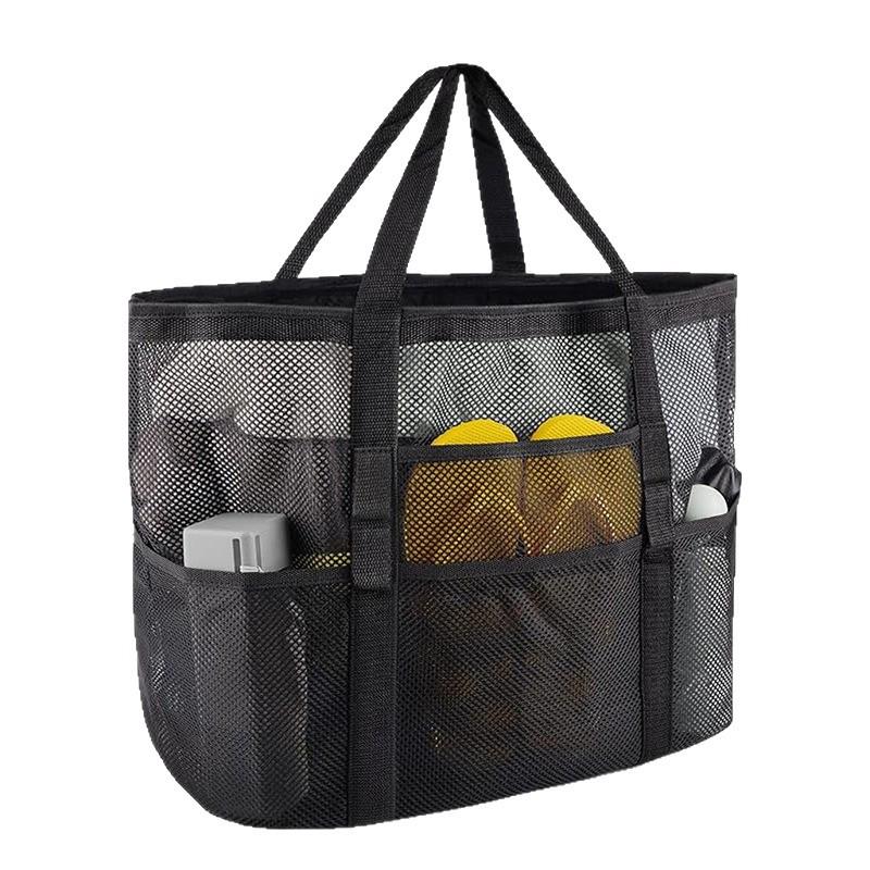 Borsa da Spiaggia in Rete Multicolore con Tasche Multiple - Ideale per Costumi da Bagno e Essenziali da Viaggio