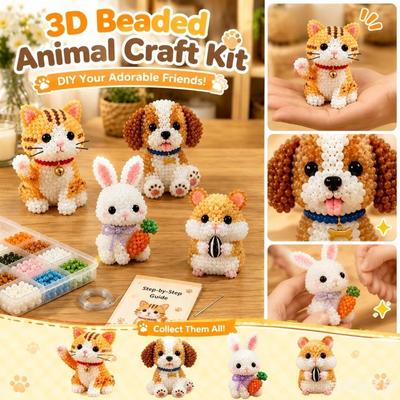 3D Beaded Animal Kit for DIY Pet Figures Includes Beads Instructions Tools and Accessories for Beginners and Kids