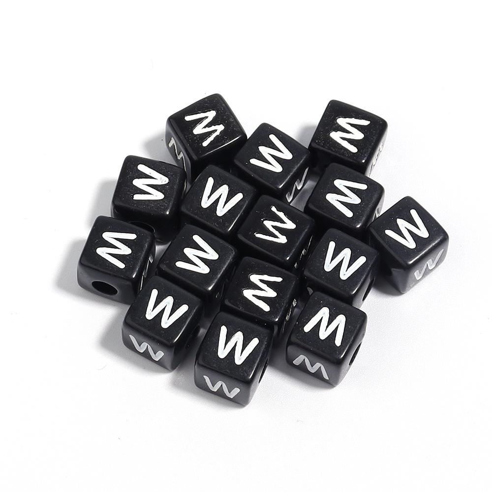 50-100 Stück Schwarze Acryl Buchstabenperlen A-Z Alphabetperlen Würfel Abstandshalterperlen Für DIY Armband Halskette Schmuckherstellung Zubehör