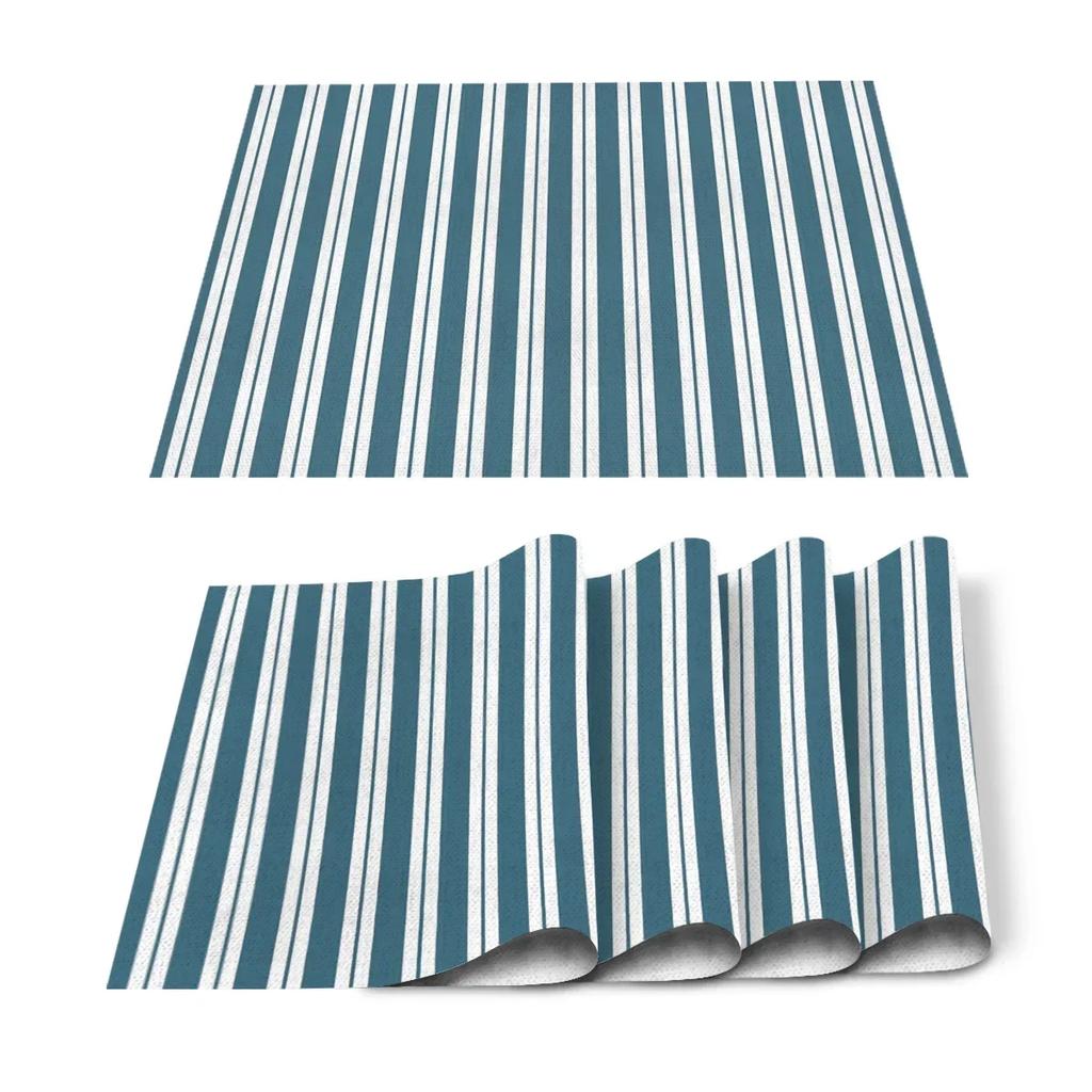 1PC Black White Stripes Pattern Table Mat Kitchen Decoration Placemat   For Wedding Dining Accessories