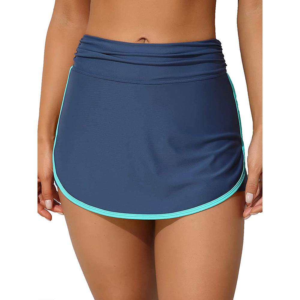 

Charmleaks женская мини-юбка для плавания с высокой талией, эластичные встроенные шорты-бойлег, танкини, бикини, купальный костюм с цветными блоками M темно-синий
