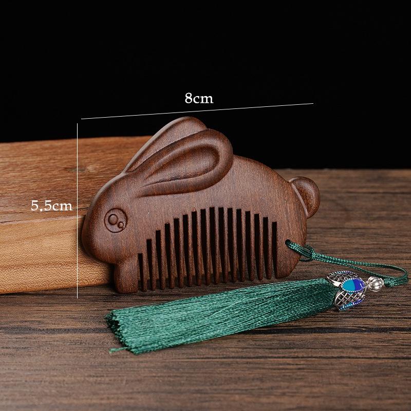 

Зеленый сандал Зодиакальный Кролик Детская расческа - Милая деревянная расческа для волос на первый день рождения