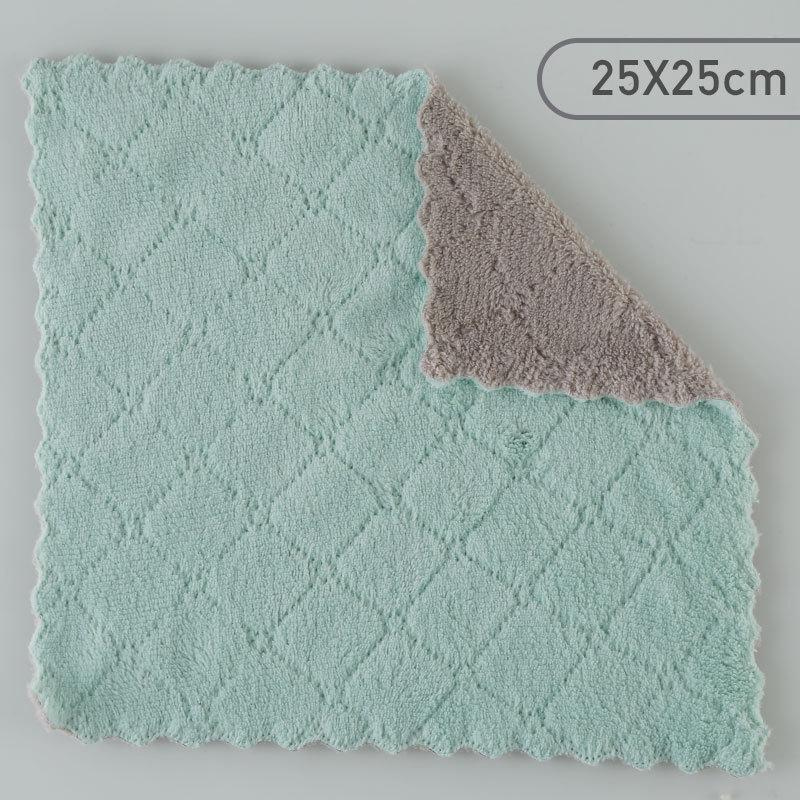 

High-density Coral Fleece Scouring Pads Kitchen Lazy Cleaning Cloths Household Hand Towels Non-shedding Cleaning Cloths for Housework 1pc зелений/кавовий