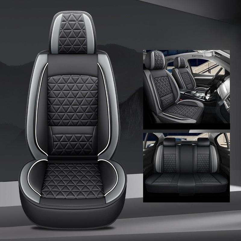 5-Piece Full Set Car Seat Covers with Lumbar Support, Soft Premium PU Leather, Universal Fit for Most Sedans and SUVs