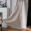 Modern Minimalist Cotton Linen Sheer Curtain With Tassel Trim Kitchen Window Rod Pocket Hook Grommet Options