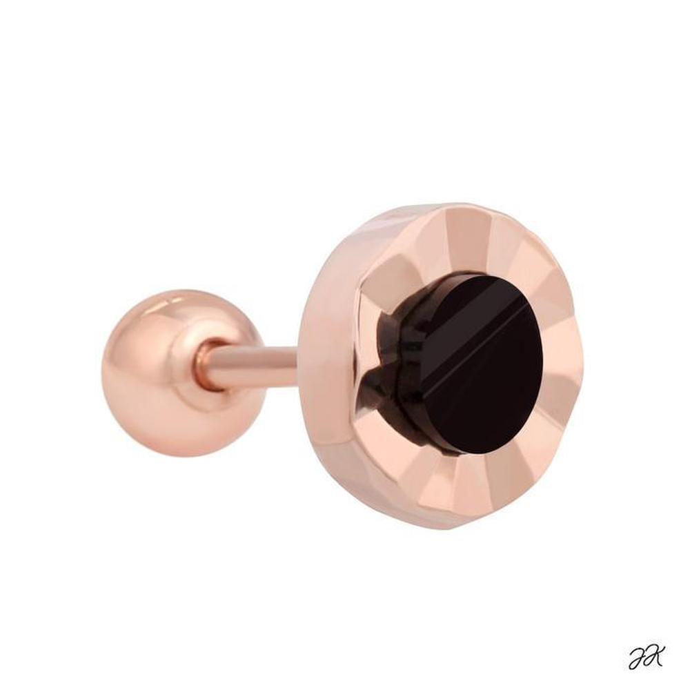 Edge 14K Gold Needle Rose Gold Cut Round Onyx Piercing (S8539084)