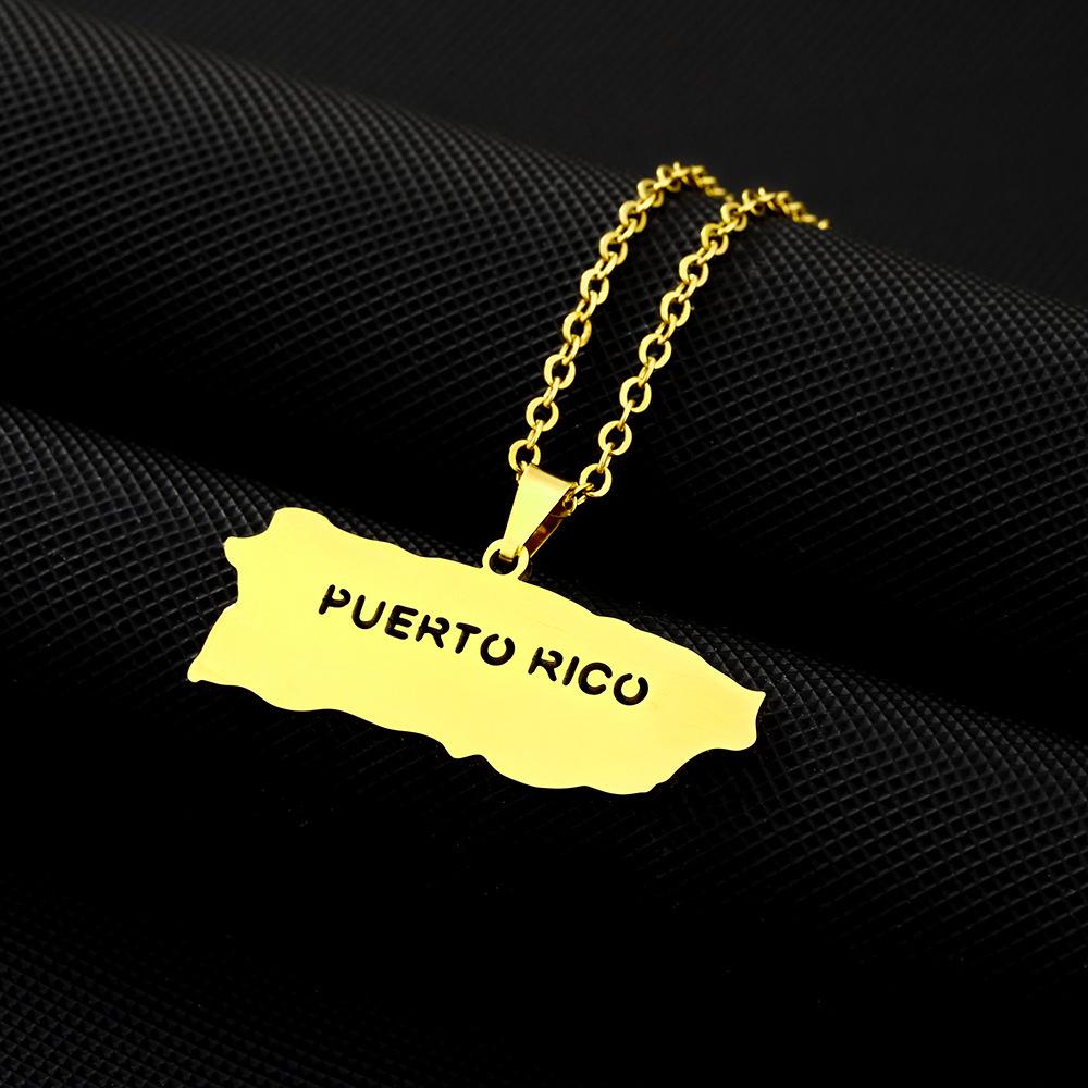 Stainless Steel Puerto Rican Heart Pendant Necklace for Men and Women