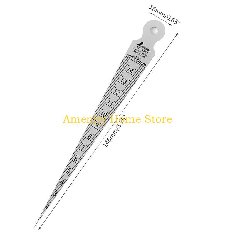 F26C Compact Taper Gage 0-15mm Stainless Steel Taper Welding Gauge Inch & Metric Feeler for Gap Hole Measure Tool La Ser Scal