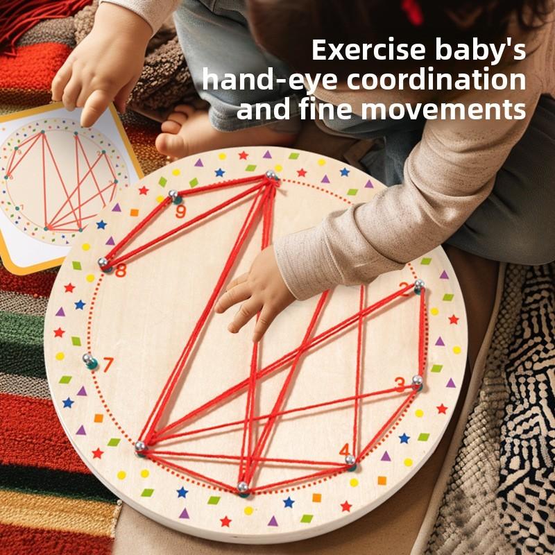Montessori Threading Wooden Nail Board Graphic Rope Winding Children Puzzle Toys