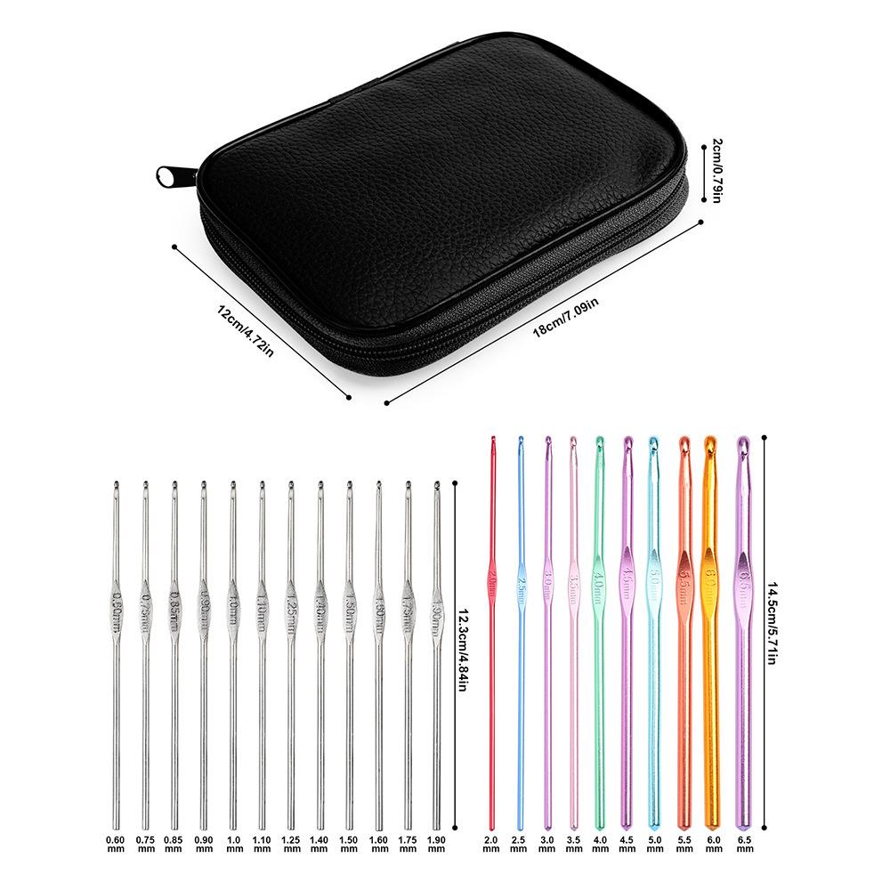 22pcs/Set Crochet Hooks Needles Stitches Knitting Craft Crochet Weaving Tools With Storage Bag Multicolor Mixed Sewing Tools