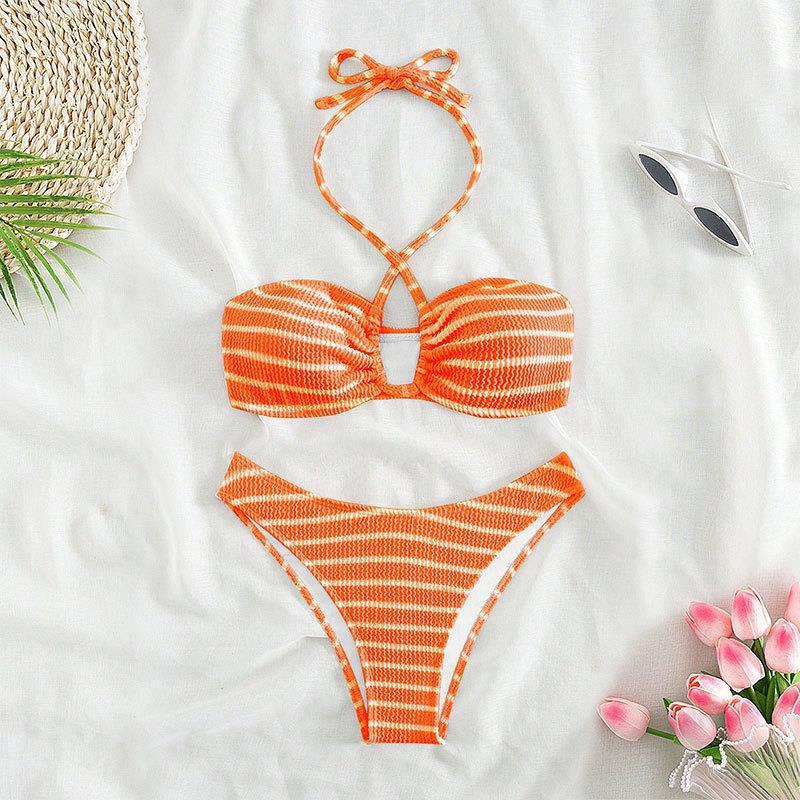 2025 European & American Striped Three-Point Bikini - Sexy Women's Summer Swimwear