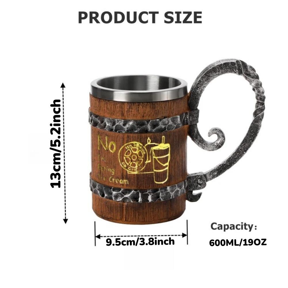 

Viking Beer Mug Stainless Steel Cup with Resin Craft, Medieval Theme Tankard for Bar Decor, Unique Gifts for Men, Halloween Gift 600ml