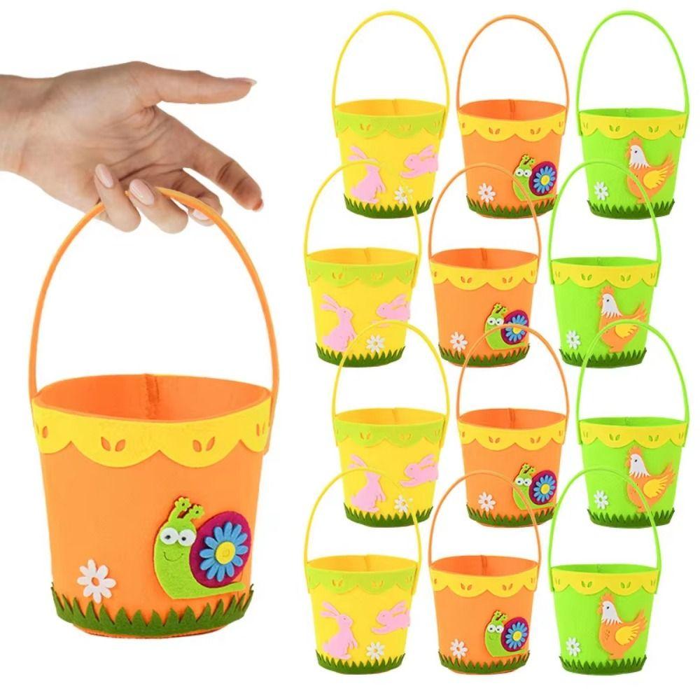 Cartoon Rabbit Egg Basket Colorful Chicken Egg Hunt Basket Easter Felt Basket  Children Gifts