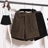 Plus Size Women's High Waist Autumn Wool-Blend Irregular A-line Shorts